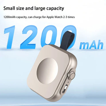 Mini Magnetic Wireless 1200mAh Power Bank for Smartwatches – Portable USB-C Fast Charger with Lightning & Micro USB