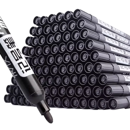 10-Pack Large Tip Black Non-Erasable Marker Pens — Permanent Markers for Labeling, Notation & Crafts