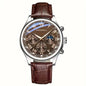Men's Quartz Leather Strap Watch 40mm Round Alloy Case Roman Numeral Dial Buckle Clasp