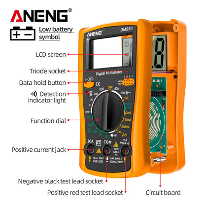 Digital Multimeter 1999-Count AC/DC Voltage Current Resistance Continuity Tester - Pocket Meter