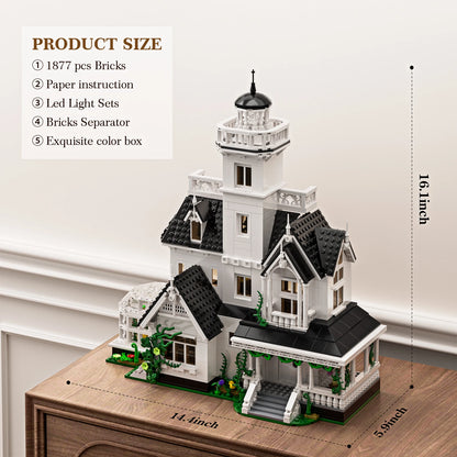 Victorian Magic House Building Set with LED Light – 1,877-Piece Block Model for Adults