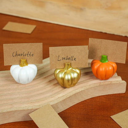 Fall Decor Gold Pumpkin Place Card Holder (Set of 6), Place Settings, Perfect for Thanksgiving Table Decor, Fall Themed Weddings