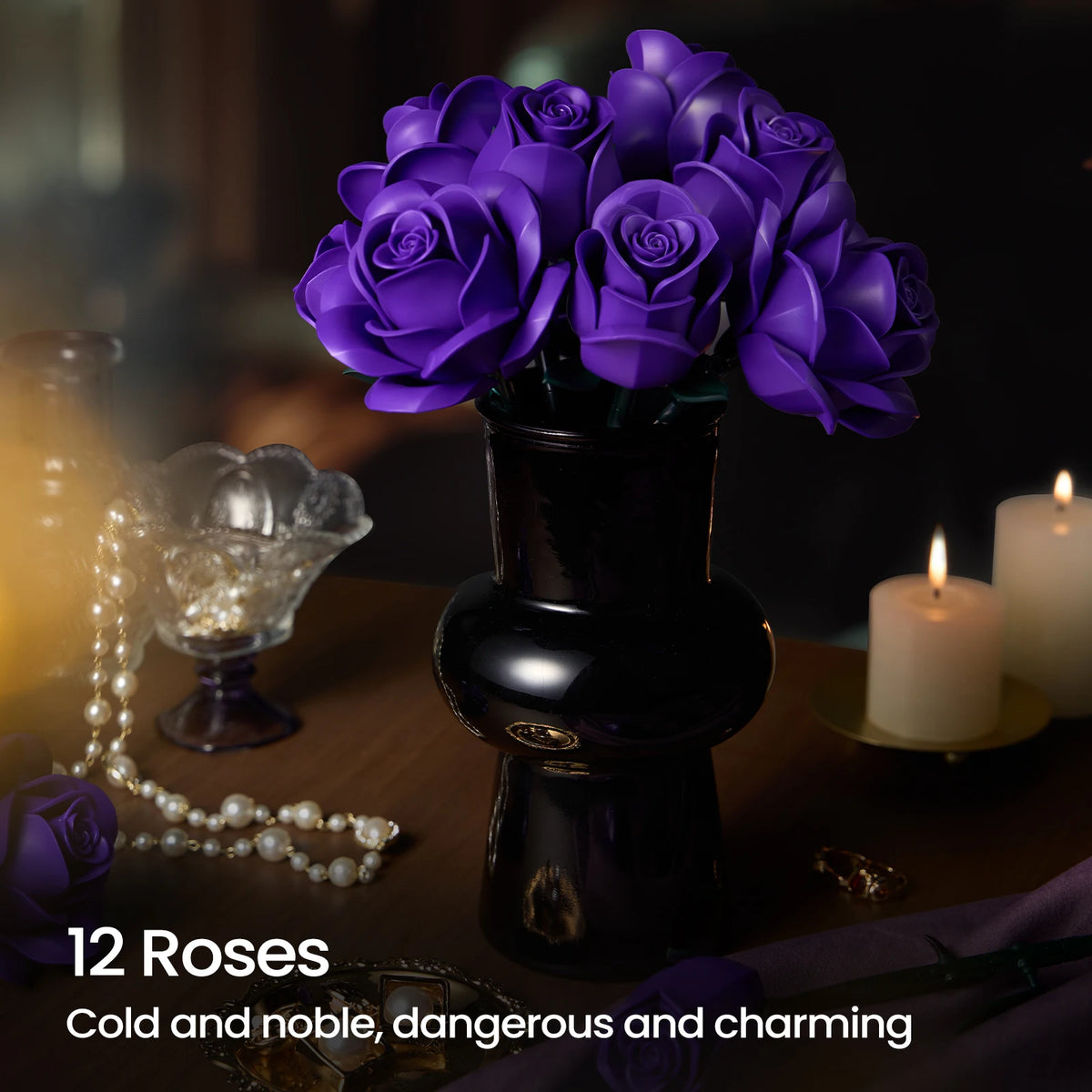 Artificial Purple Roses Bouquet – Faux Flower Arrangement for Home Decor & Gifting