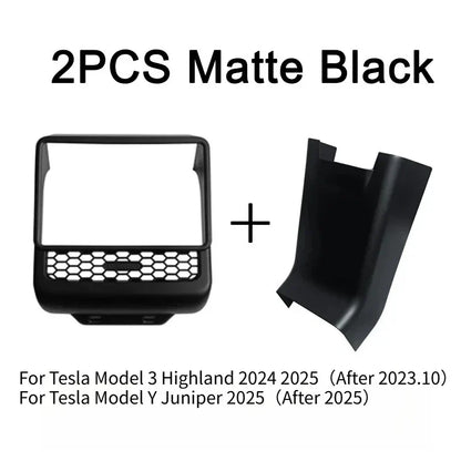 Rear Screen Cover Protector Frame Back Air Vent Trim White ABS Car Interior Accessory for Model Y Juniper