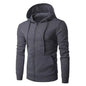 Men's Slim-Fit Zipper Hoodie Jacket – Autumn/Winter Long Sleeve Knit Polyester