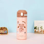 380ml Cute Cartoon Vacuum Flask - 304 Stainless Steel Insulated Water Bottle with Straw