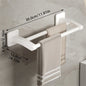 Self-Adhesive Double Towel Bar No-Drill Bathroom Towel Rack White/Gray