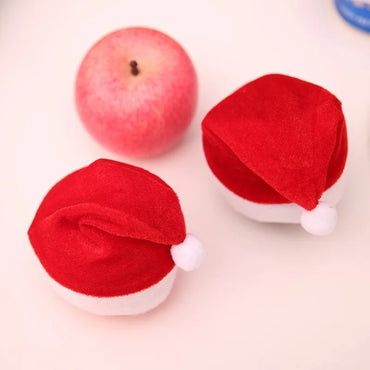 3 Stk./Set Mini Weihnachtsmütze Weihnachtsmannmütze Weihnachts Apfeltasche Weinflaschenverschluss Weihnachtsgeschenkverschluss für Neujahrsbaumschmuck Deko