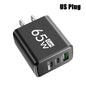 GaN 65W Fast USB-C PD Charger 2x USB-C + USB-A Quick Charge Wall Adapter EU/KR Plug