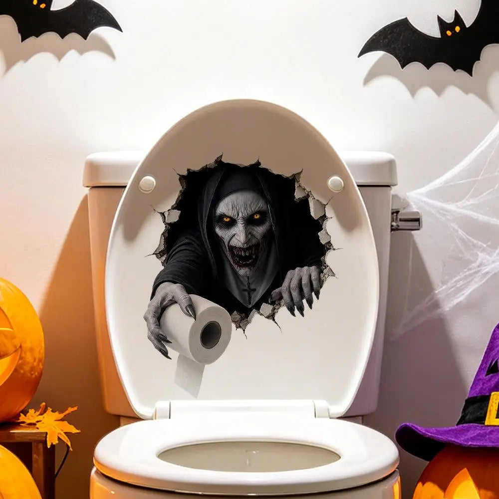 Halloween Broken Wall Sticker, Scary Ghost Design, 24 × 29cm