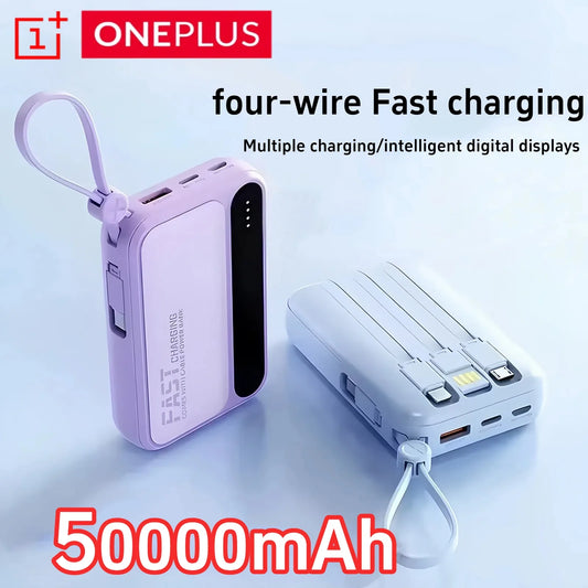 Mini Magnetic 10,000mAh Power Bank, Fast Charging Portable Charger with Built-In Cables, LED Display & Lanyard