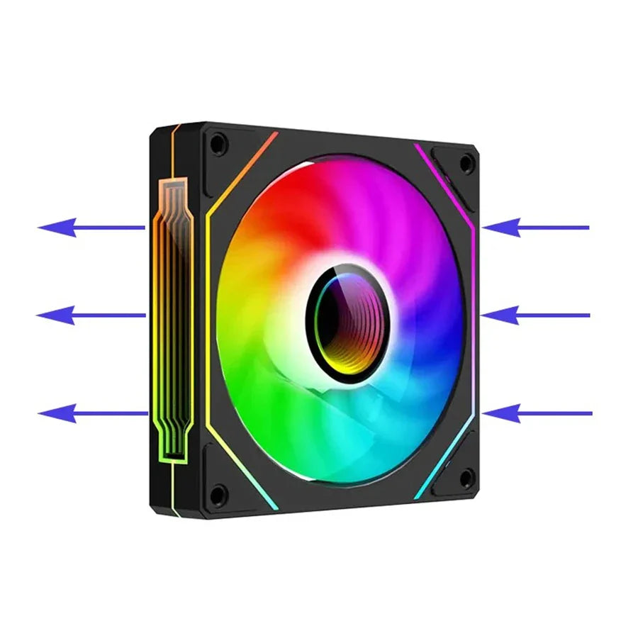 ARGB 120mm (4.72in) PWM Silent Case Fan – Infinite Mirror LED, 4-pin PWM + 5V 3-pin ARGB, Ceramic Bearing