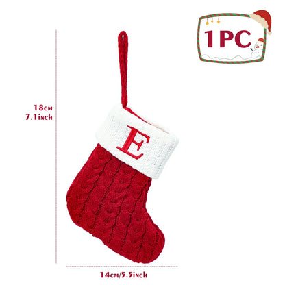 Christmas Socks Knitting Snowflake Letter Stocking Christmas Decoration for Home 2024 Xmas Tree Ornament Gift Navidad Natal A-Z