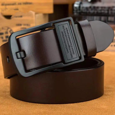 Men's Leather Cowhide Belt 1.5 in (3.8 cm) Metal Pin Buckle - Casual Business Jeans