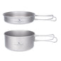 Titanium Camping Cookware Set with Folding Handles - Lightweight Pot & Pan for Hiking