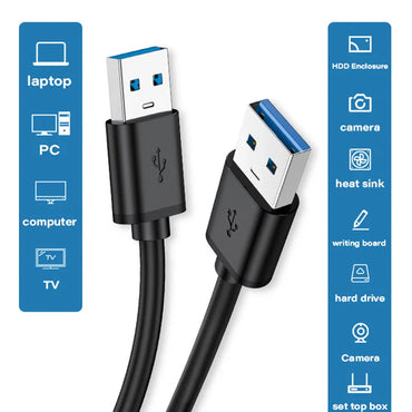 USB 3.0 Male-to-Male Cable 5Gbps High-Speed Data Cable for Computer, Laptop, External Hard Drive, TV