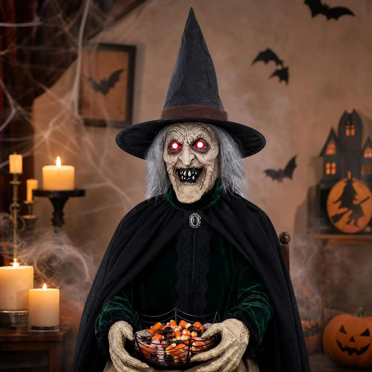 4.6 ft Animated Halloween Witch, Motion and Sound Activated