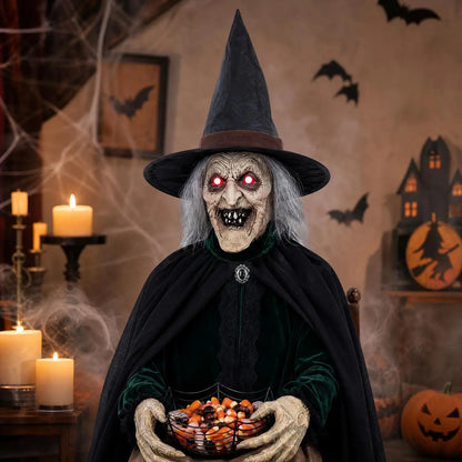 4.6 ft Animated Halloween Witch, Motion and Sound Activated