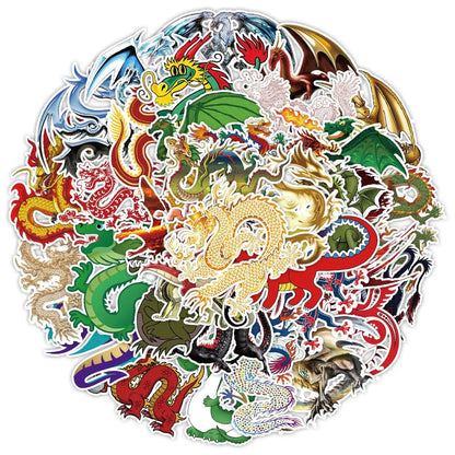 50/100PCS Cute Dragon Graffiti Stickers for Computers Decor Sticker Waterproof Rewards Stationery Notebook Stickers