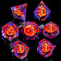 7-Piece Liquid Core Eye of Sauron Resin Dice Set Sharp-Edge D20 for D&D Tabletop RPG