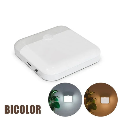 Motion Sensor LED Night Light - USB Type-C Rechargeable Square Lamp for Bedroom, Kitchen, Stair, Hallway, Wardrobe, Cupboard
