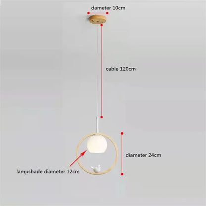 Japanese Style Wooden Pendant Light Bedroom Bedside Kitchen Bar Hanglamp Resin Bird Decoration Stair Porch Lamp Drop Shipping