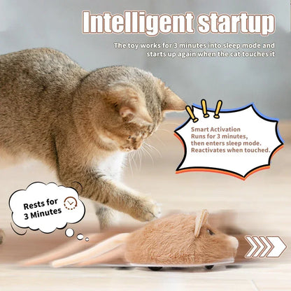 Motorized Interactive Plush Mouse Cat Toy - Fast-Moving Electronic Pet Toy for Cats