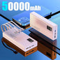 120W 50,000mAh Power Bank with Built-In 4-in-1 Cables — Fast Portable Charger with LED Display