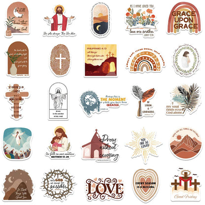 10/30/50pcs Cartoon Jesus Christian Stickers Bible Verse Faith Decals Laptop Phone Travel Luggage Car Stationery Sticker Toys