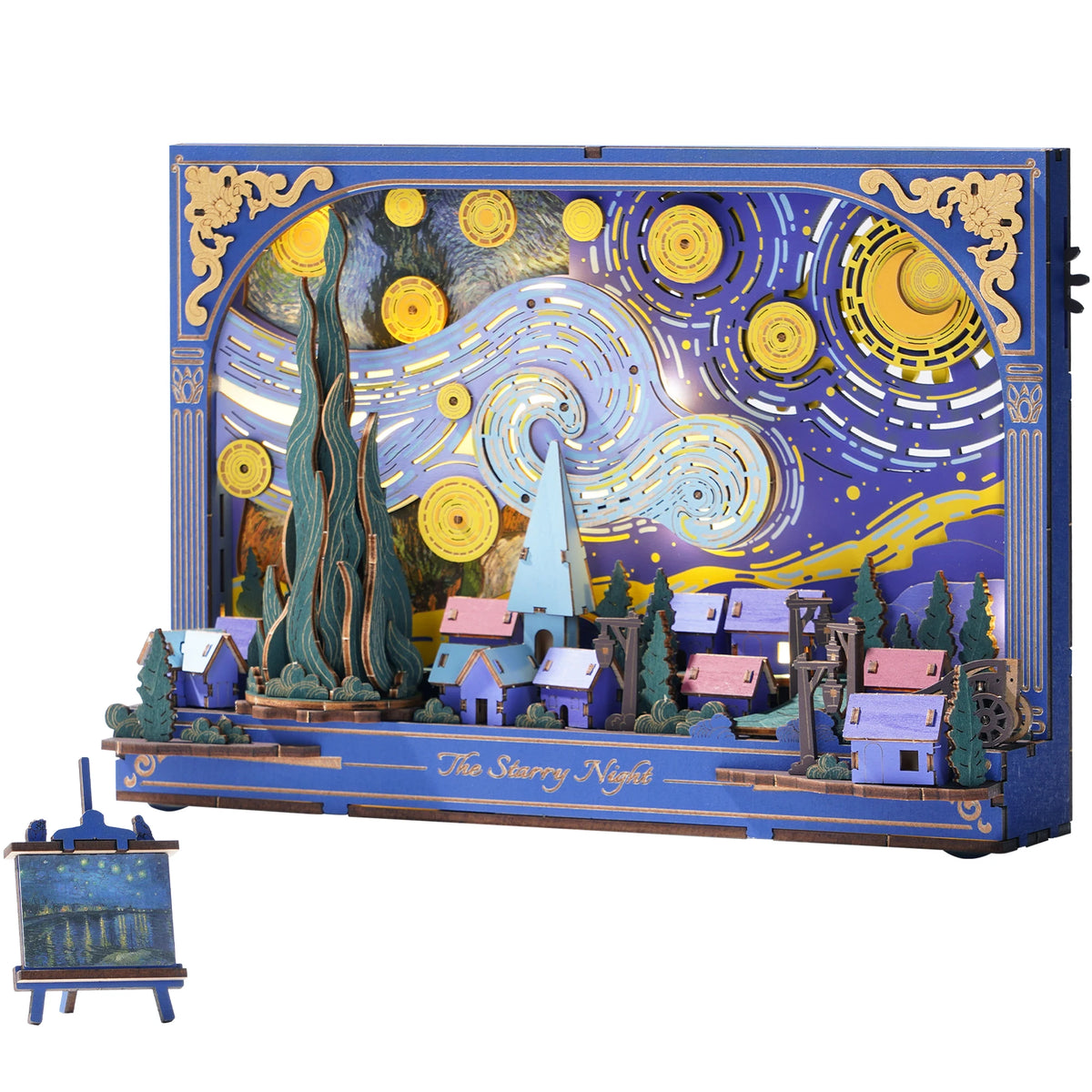ROKR Starry Night 3D Wooden Puzzle – Van Gogh DIY Craft Kit Wall Art (238 Pieces)