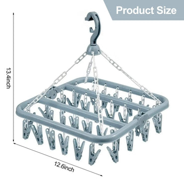 Foldable Drip Hanger with 32 Clips – Plastic Clothes Drying Rack