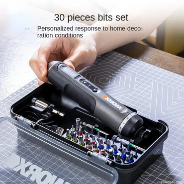 4V Cordless Electric Screwdriver Set USB Rechargeable — Smart Handle, 30-Bit Kit, 8Nm Torque