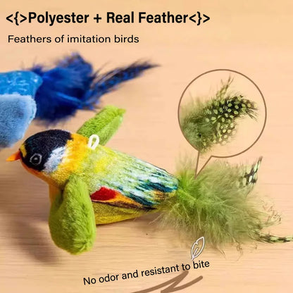 Interactive Feather Bird Cat Toy — Wall-Hanging Sounding Cat Teaser with Catnip