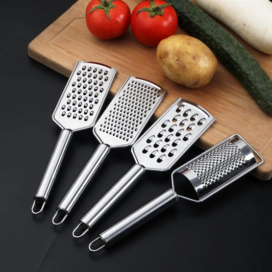 Stainless Steel 4-in-1 Cheese & Vegetable Grater — Handheld Ginger Slicer, Potato and Lemon Zester