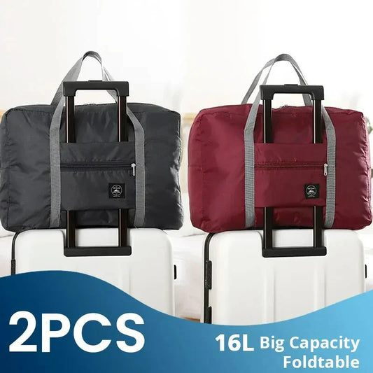2-Pack Foldable Travel Duffel Bag Lightweight Carry-On Weekender & Gym Tote for Women and Men
