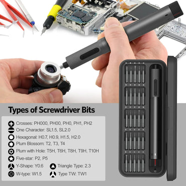Electric Precision Screwdriver Kit for Phone & Electronics Repair, USB Rechargeable, 25-in-1 Bits, Dual-Speed