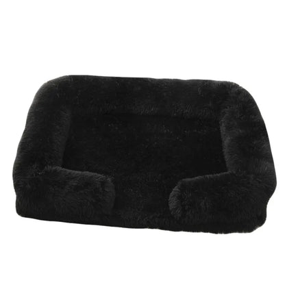 Plush Dog Bed with Removable Cover – Thickened Winter Pet Sofa Pad, Square, Small & Large