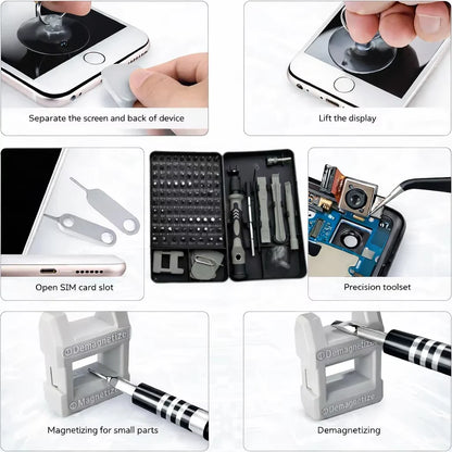 Magnetic 115-in-1 Precision Screwdriver Kit for Phone, Laptop & PC Repairs — Professional Nut Driver & Electronics Tool Set