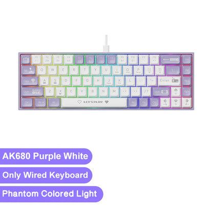 68-Key Compact Mechanical Gaming Keyboard — Hot-Swap ABS Keycaps, Wired / 2.4G Wireless / Bluetooth