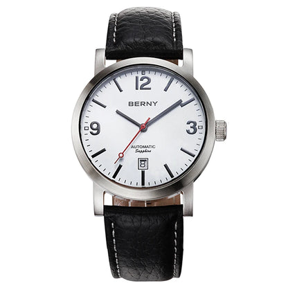 BERNY AM038M Automatic Watch with Leather Strap and Calendar