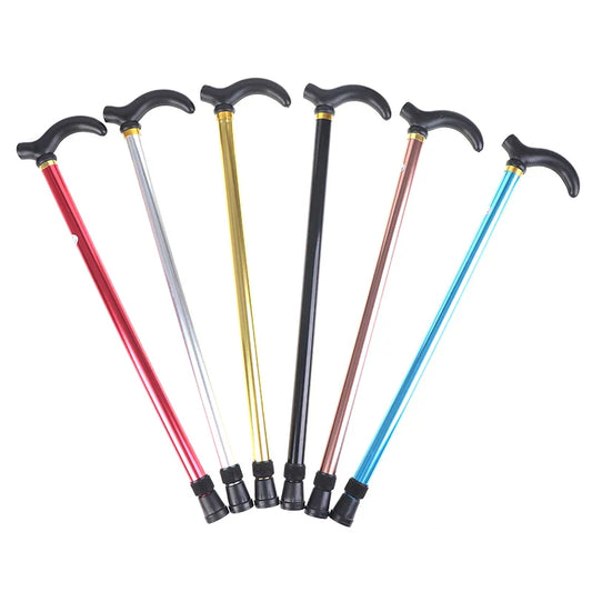 Adjustable Telescopic Aluminum Walking Cane T-Handle 75–90 cm (29.5–35.4 in) Anti-Skid Rubber Tip