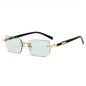 Rimless Rectangle Sunglasses – Small Square Mirror Lens Sun Shades for Women & Men