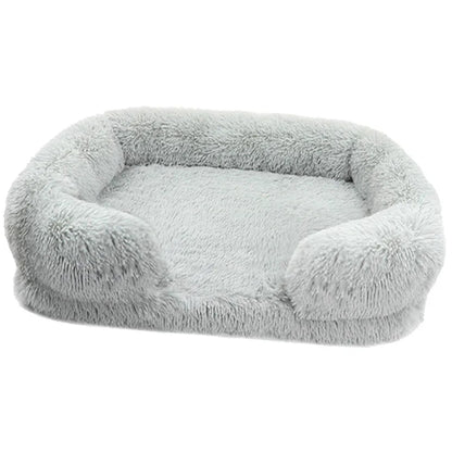 Plush Dog Bed with Removable Cover – Thickened Winter Pet Sofa Pad, Square, Small & Large