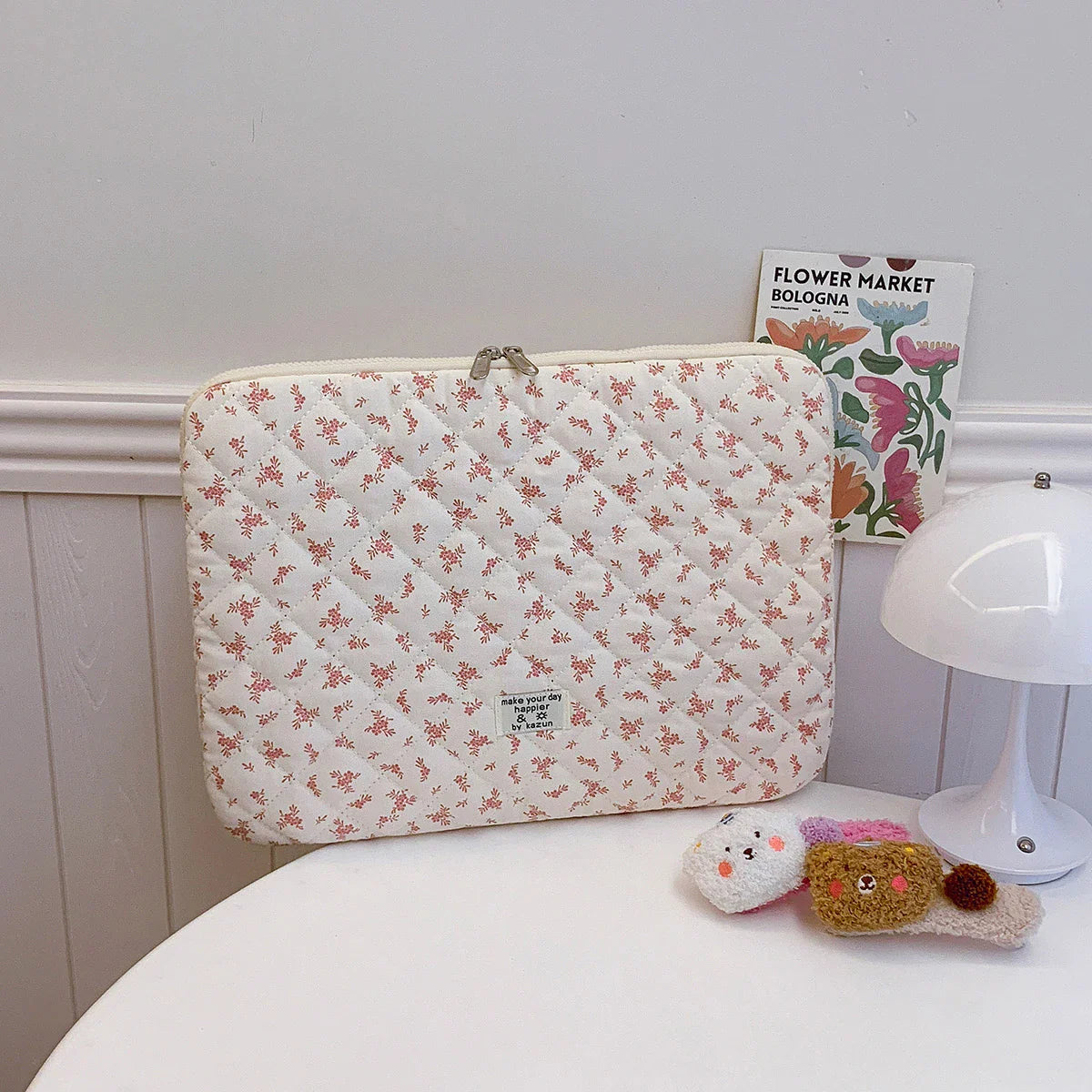 Quilted Flower Print Laptop Sleeve 11–15 Inch — Women & Unisex
