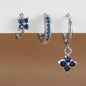 3PCS Zircon Flower Dangle Earrings – Orange & Blue Stainless Steel Set