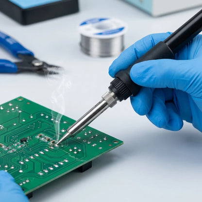 60W Adjustable Temperature Soldering Iron with EU Plug – Rotary Control & Replaceable Tips for DIY Electronics Repair