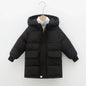 Kids Hooded Long Down Parka Coat - Warm Zippered Winter Jacket for Boys & Girls