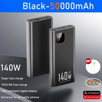 140W 100,000mAh Portable Power Bank USB-C Fast Charging with LED Display, 3-Device Output