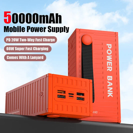 50000mAh 6-Port Power Bank 65W Fast Charge USB-C PD, 4x USB-A & Micro-USB, LED Display