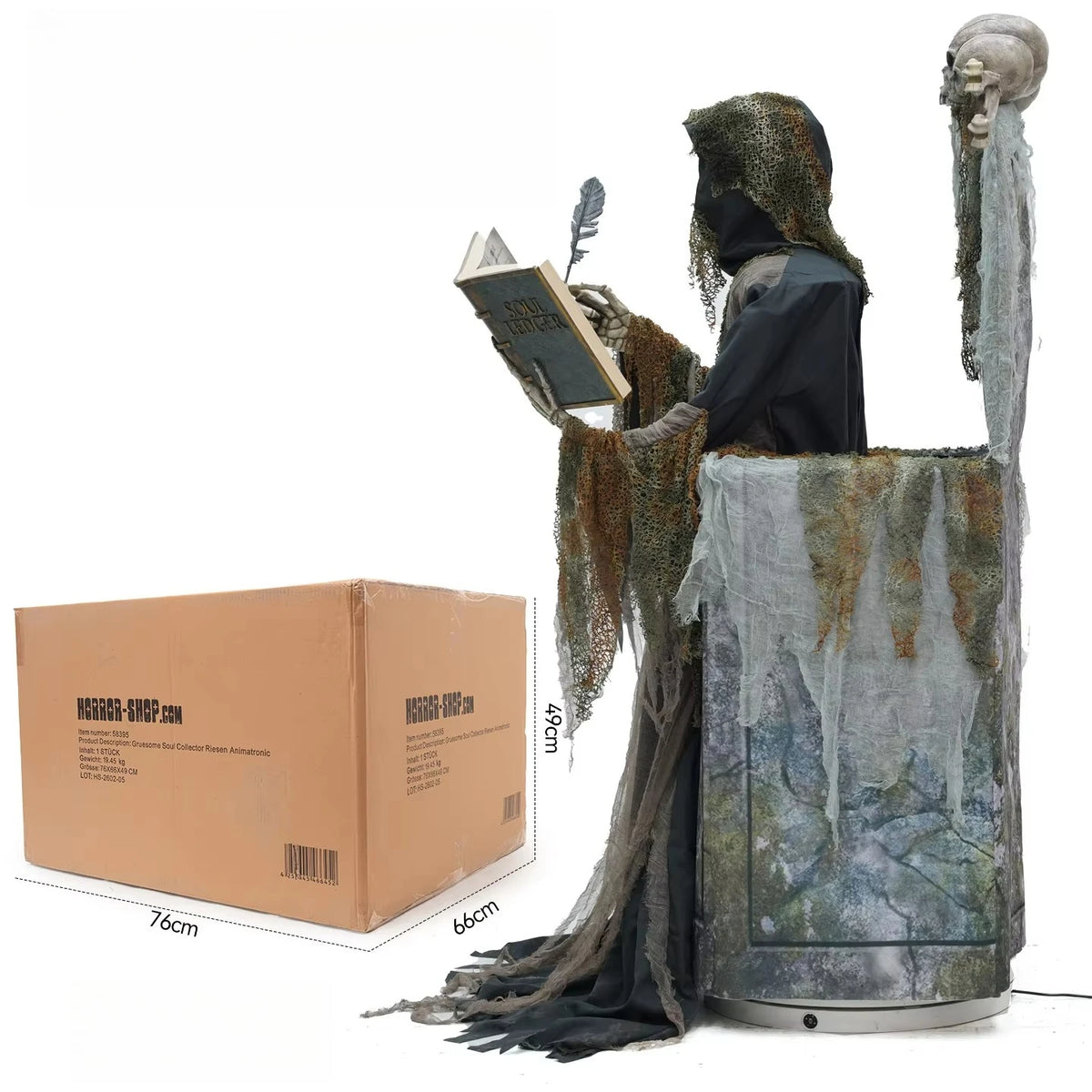Large Animated Soul Reaper Skeleton Halloween Decoration, 213cm